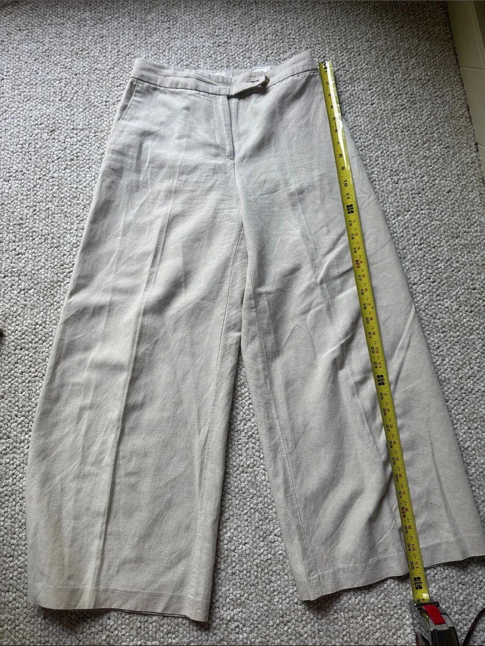 H&M Wide-Leg Linen-Blend Pants in Light Taupe Size 2